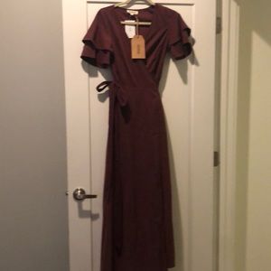 NEVER WORN TAGS ON MAROON RUFFLED DRESS